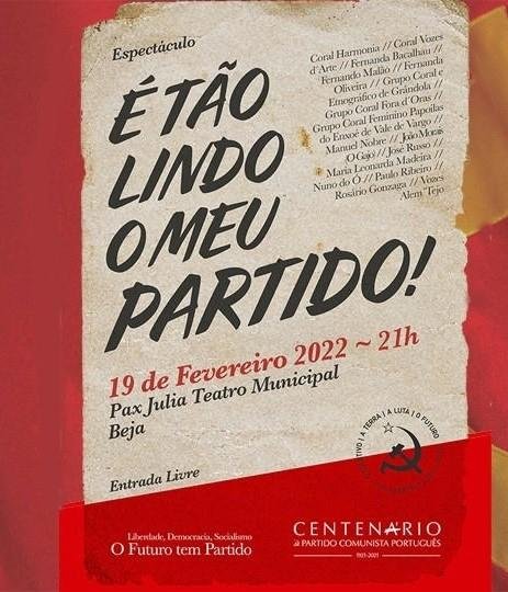 Beja: PCP apresenta espetáculo “É tão lindo o meu partido!”