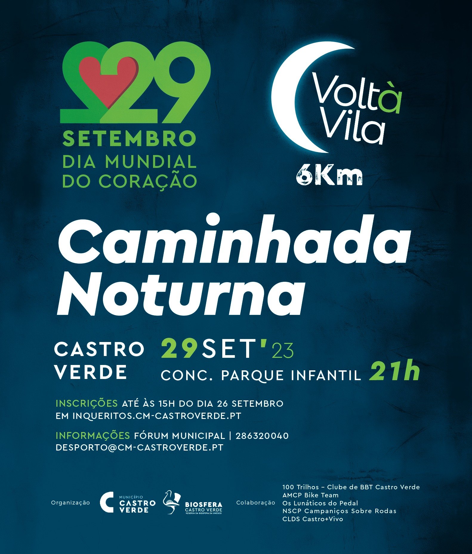 Castro Verde promove hoje uma caminhada noturna para assinalar o Dia Mundial do Coração