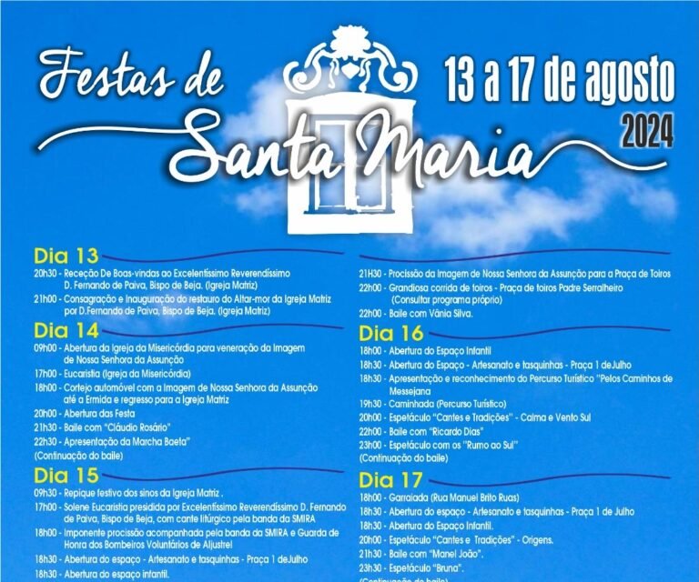 Messejana acolhe Festas de Santa Maria de 13 a 17 de agosto