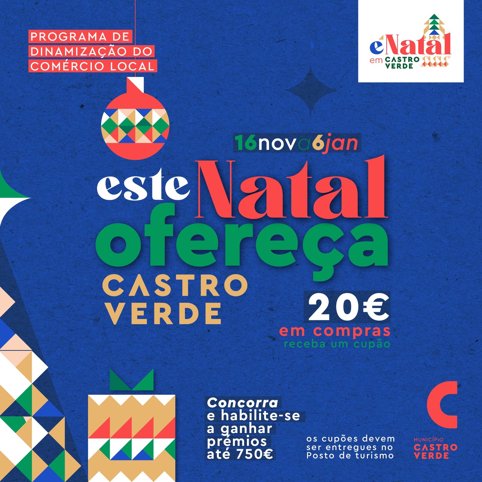 Campanha “Este Natal Ofereça Castro Verde” decorre a partir de sábado