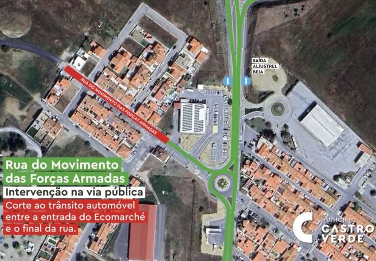 Castro Verde: Trânsito cortado na Rua do Movimento das Forças Armadas hoje e amanhã