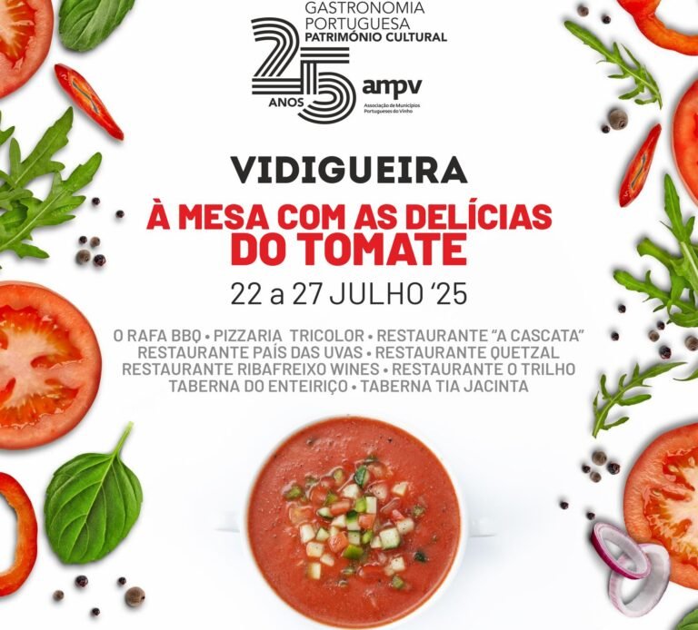 Vidigueira celebra gastronomia portuguesa “à Mesa com as Delícias do Tomate” de 22 a 27 de julho