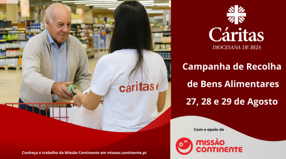 Cáritas Diocesana de Beja promove recolha de bens alimentares até esta sexta-feira
