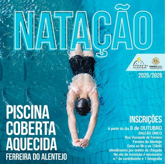 Inscrições para aulas de natação na Piscina Coberta Aquecida de Ferreira do Alentejo começam hoje