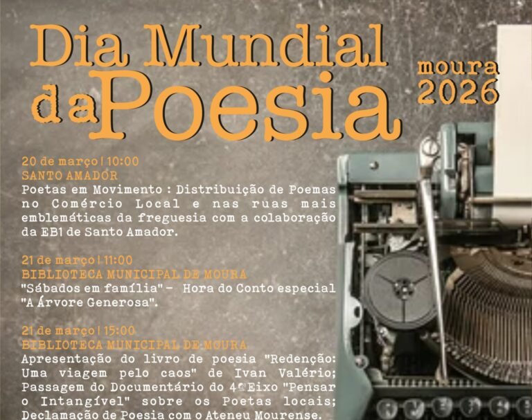 Moura celebra Dia Mundial da Poesia com iniciativas em todo o concelho