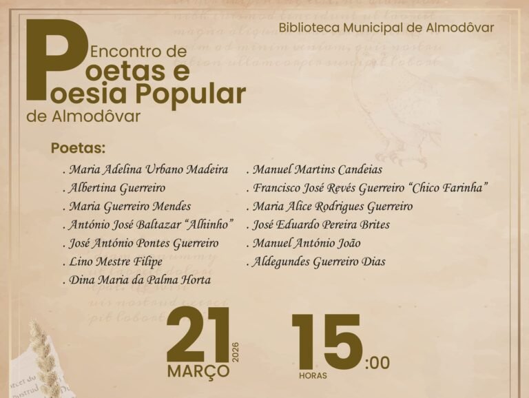 Almodôvar celebra o Dia Mundial da Poesia com Encontro de Poetas e Poesia Popular