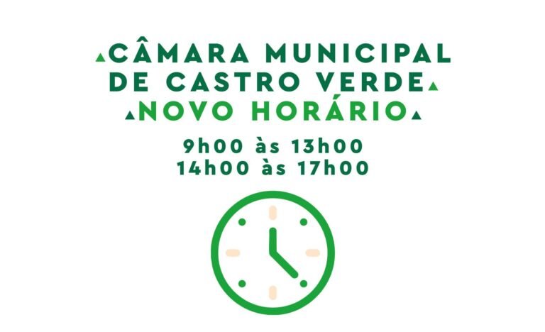 Câmara de Castro Verde altera horário de funcionamento dos serviços a partir de 1 de maio