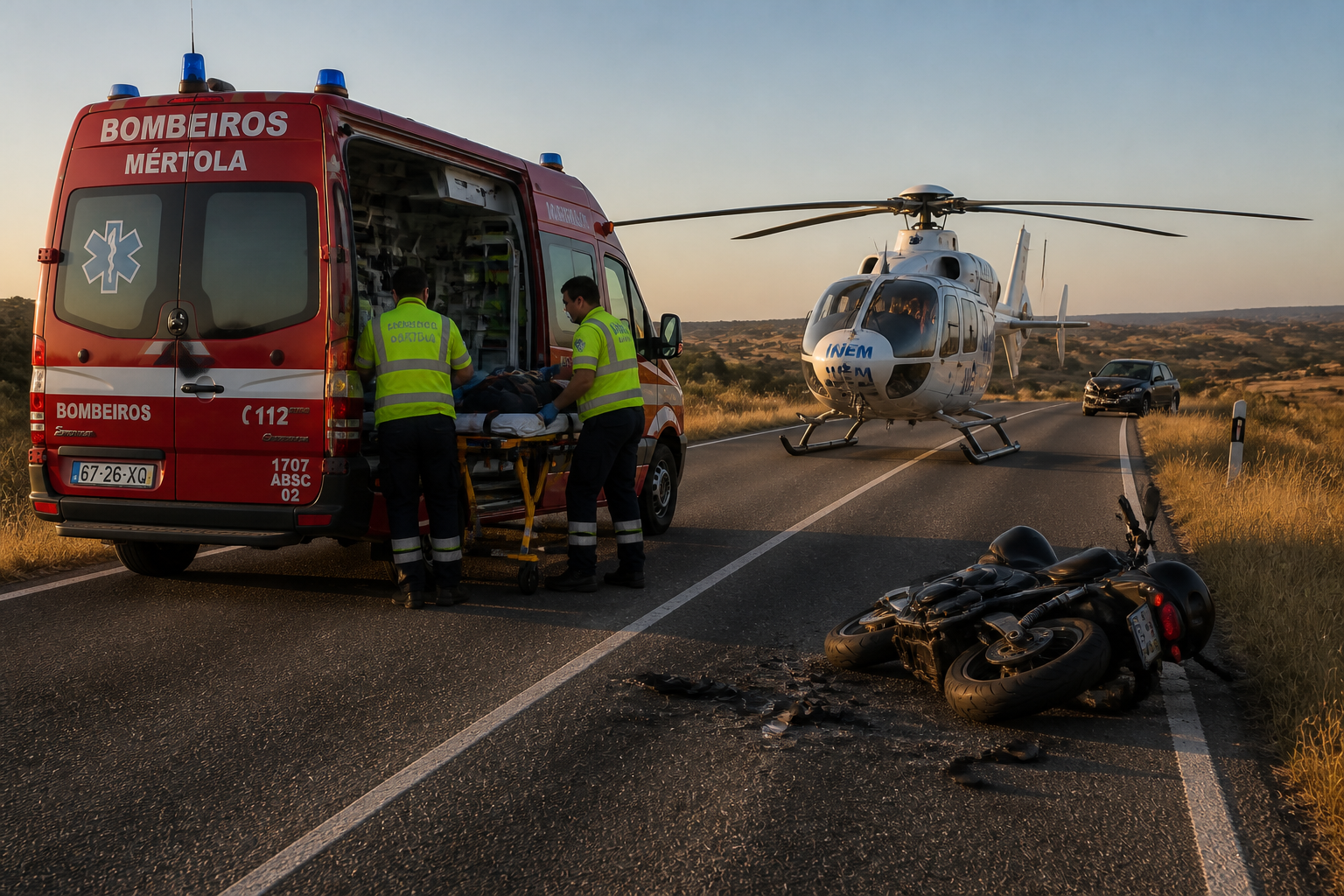 Homem de 70 anos morre em colisão entre carro e motociclo em Mértola