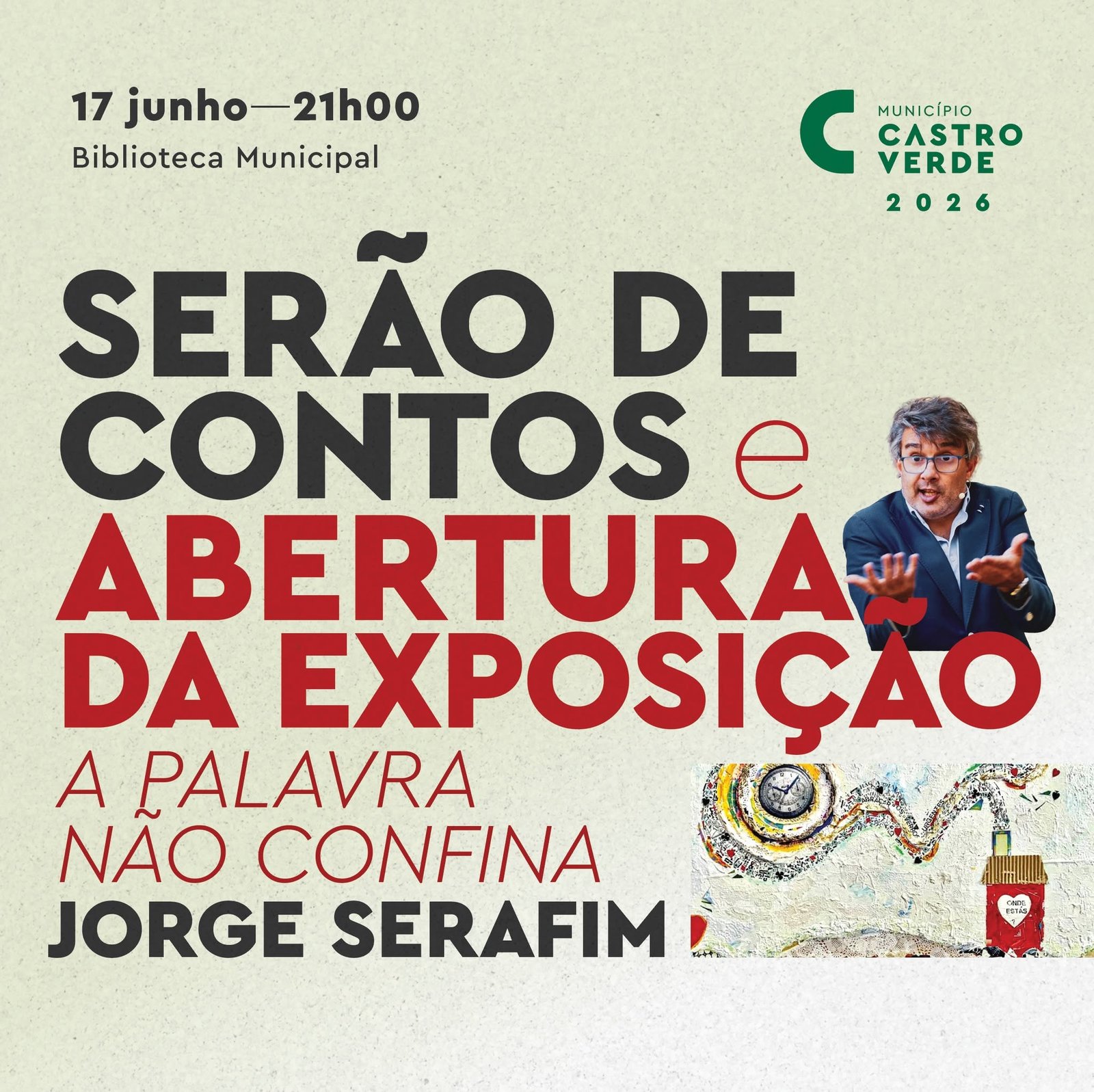 Biblioteca Municipal de Castro Verde recebe exposição de Jorge Serafim e serão de contos
