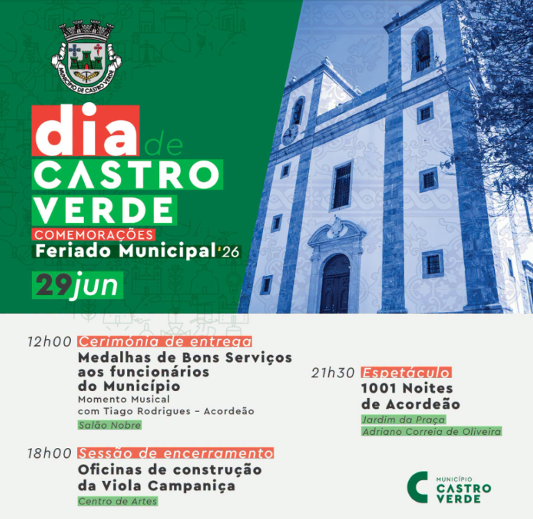 Castro Verde celebra hoje o Dia do Município com cerimónias, cultura e música