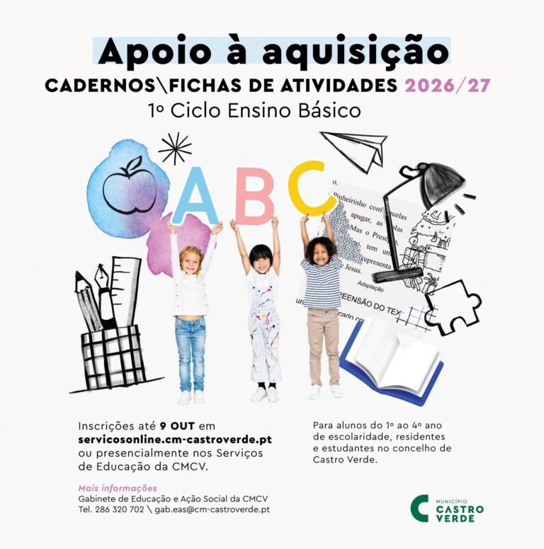 Castro Verde apoia aquisição de cadernos e fichas de atividades do 1.º ciclo