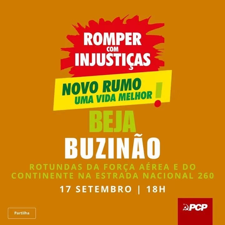 PCP promove hoje jornada de sensibilização: “Romper com Injustiças – Novo Rumo para Portugal, Uma Vida Melhor
