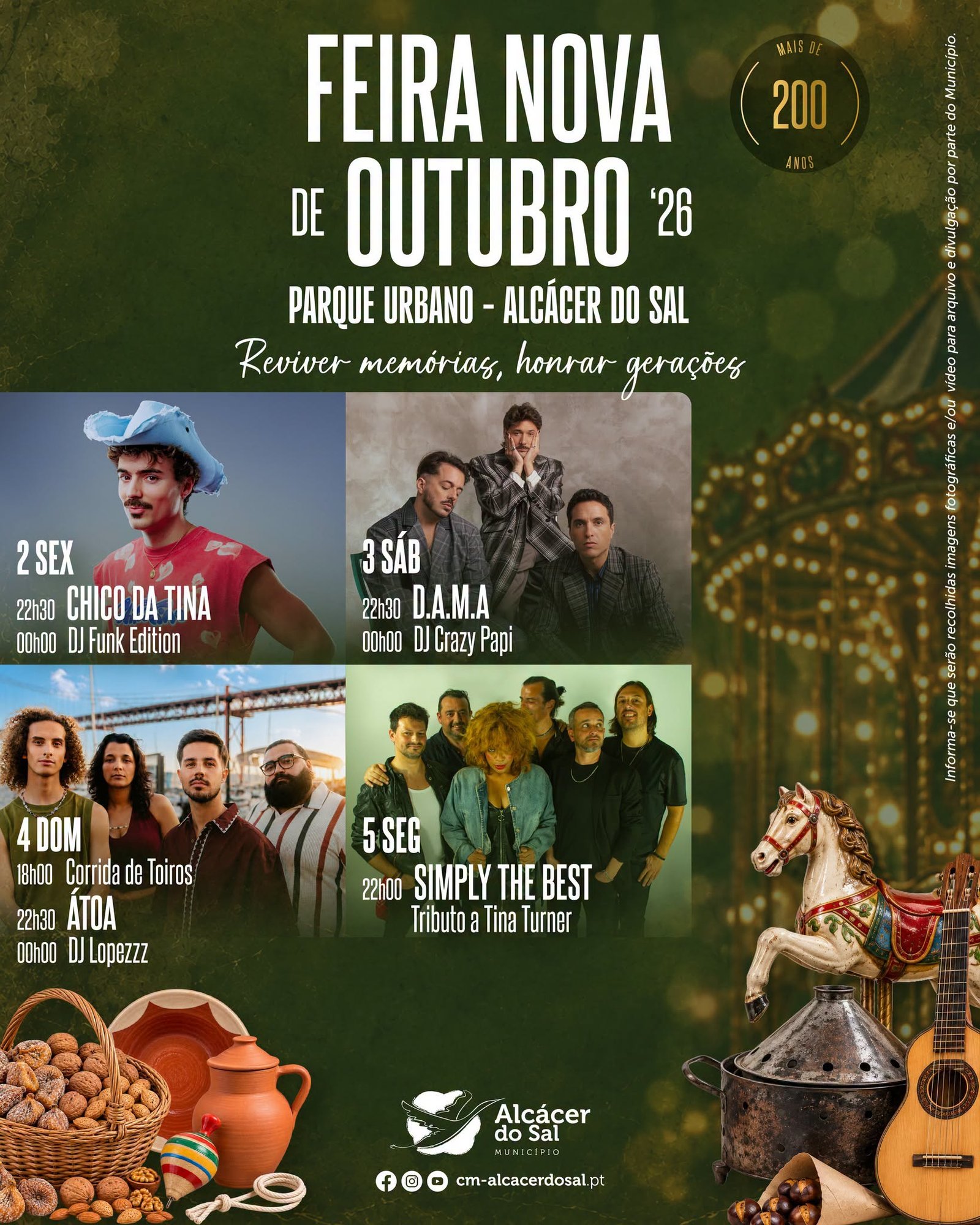Feira Nova de Outubro regressa a Alcácer do Sal com música, tradição e memória