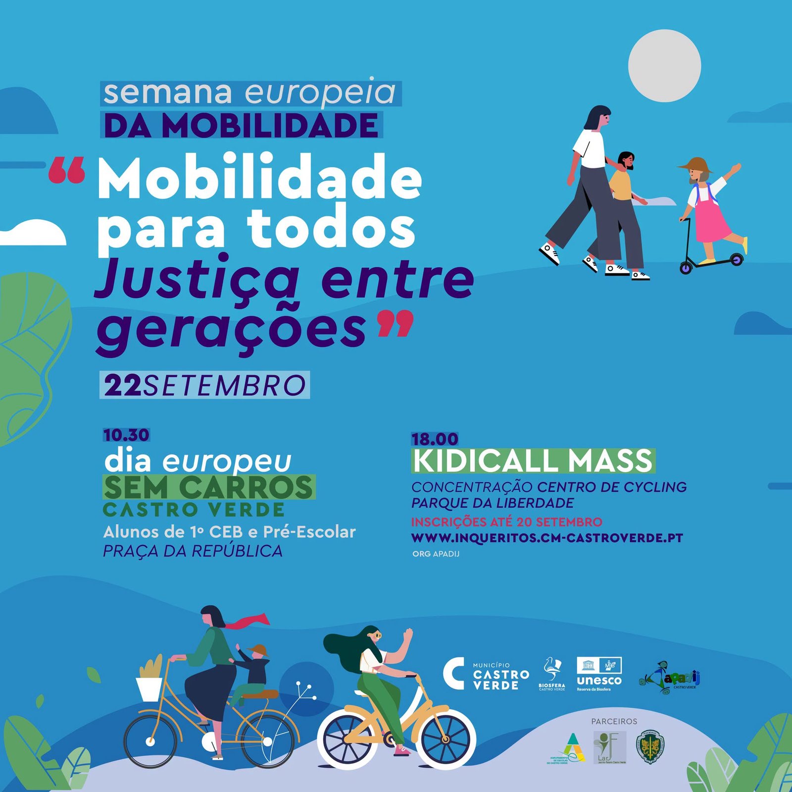 Castro Verde assinala hoje o Dia Europeu sem Carros com atividades para crianças e famílias