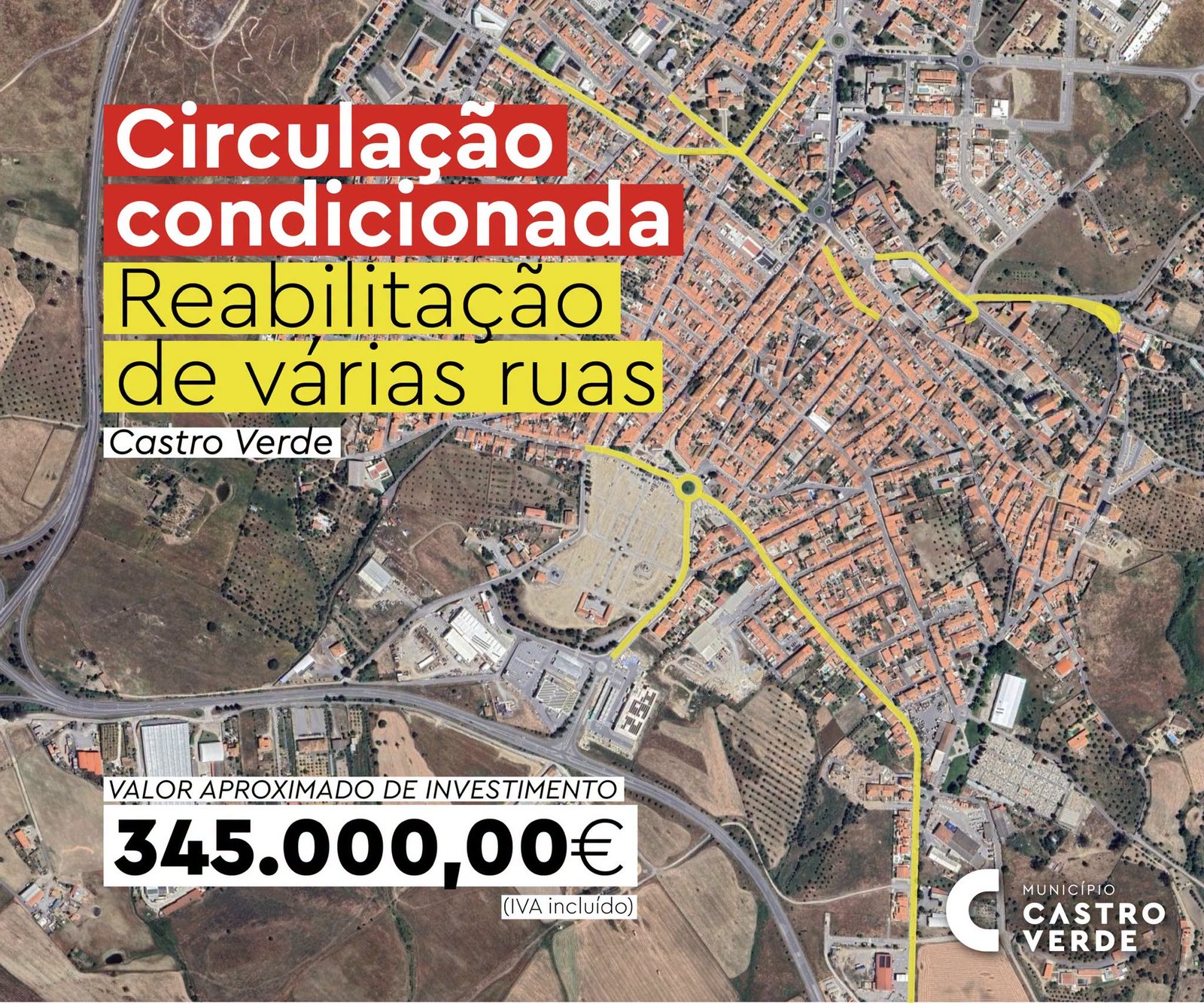 Reabilitação de ruas em Castro Verde arranca na próxima semana