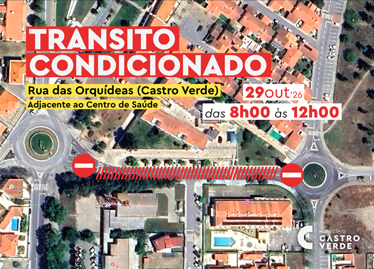Trânsito cortado na Rua das Orquídeas, em Castro Verde, esta quinta-feira