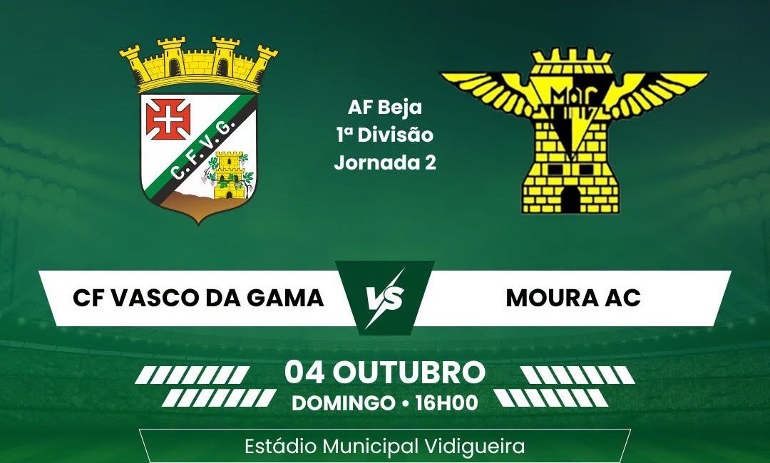 1ª Divisão distrital: Vasco da Gama de Vidigueira – Moura é o jogo grande deste domingo